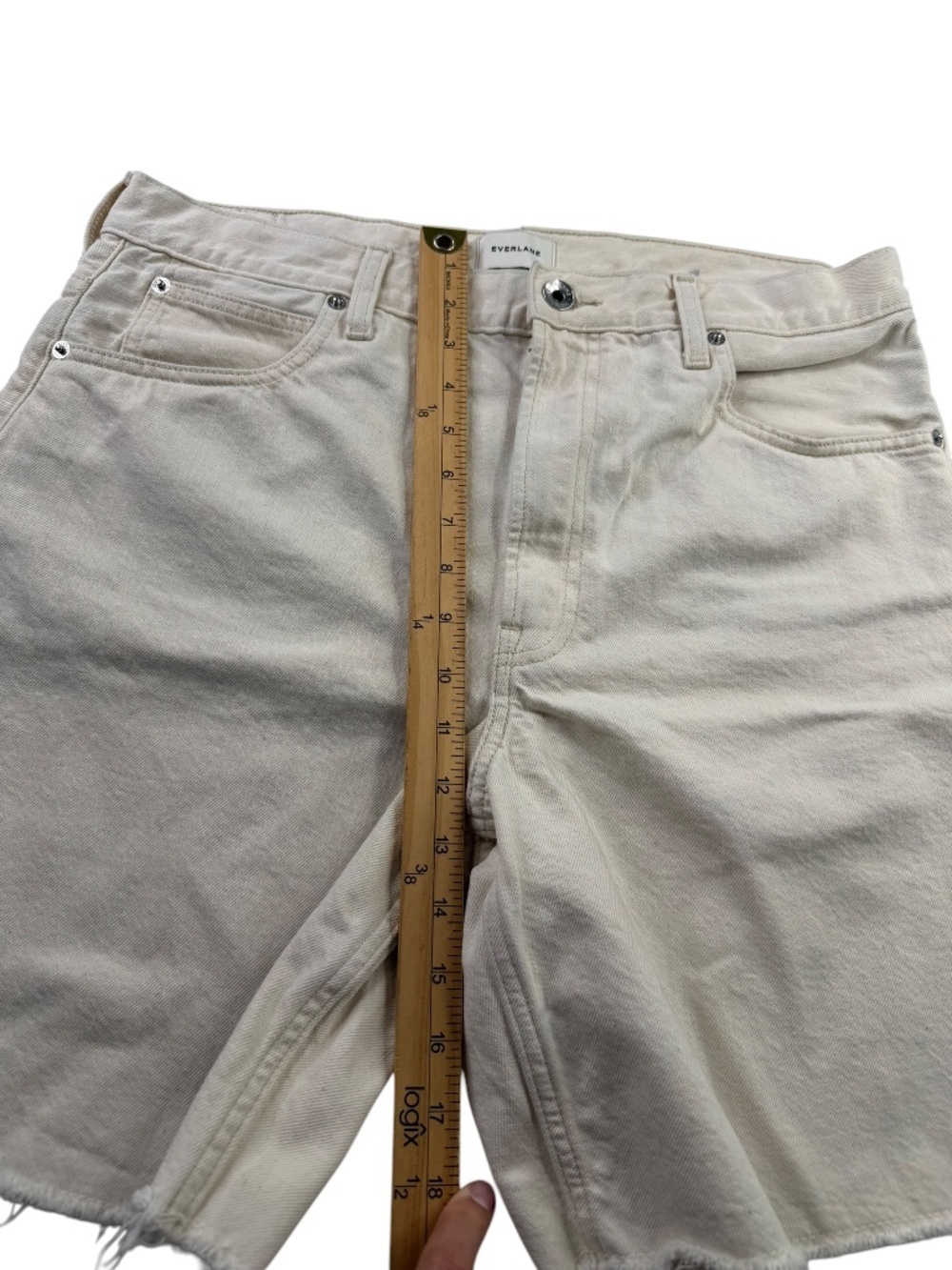 Everlane The OG Baggy Jean Shorts Frayed Hem Bone Sz 31R - Picture 9 of 12